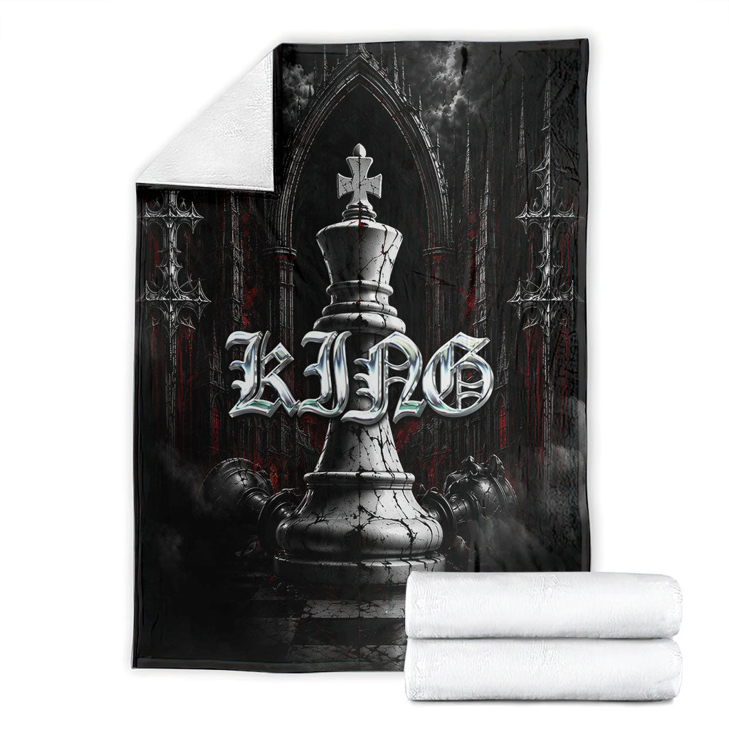 King Chess Piece Blanket Dark Gothic Fantasy Board Game Art