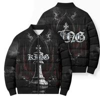 King Chess Piece Bomber Puffer Jacket Dark Gothic Fantasy Board Game Art