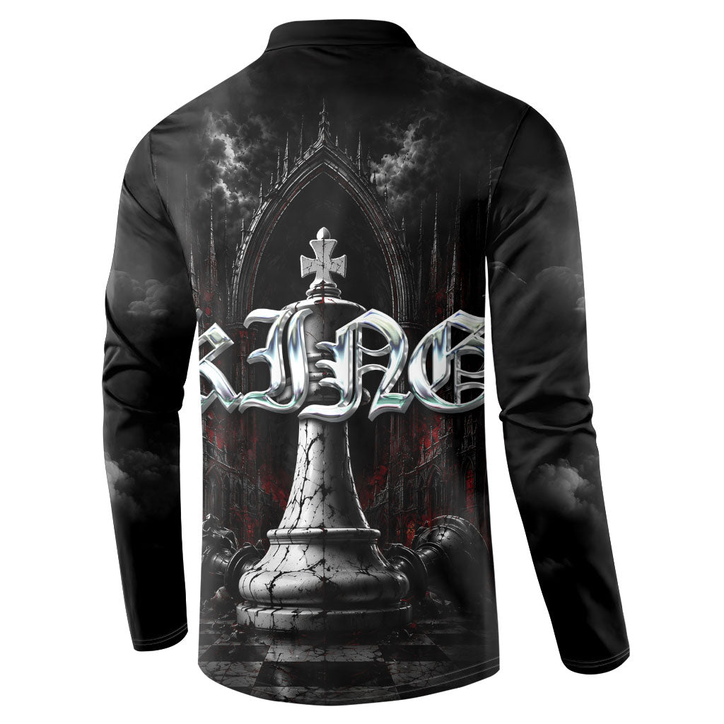 King Chess Piece Button Sweatshirt Dark Gothic Fantasy Board Game Art