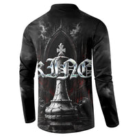 King Chess Piece Button Sweatshirt Dark Gothic Fantasy Board Game Art