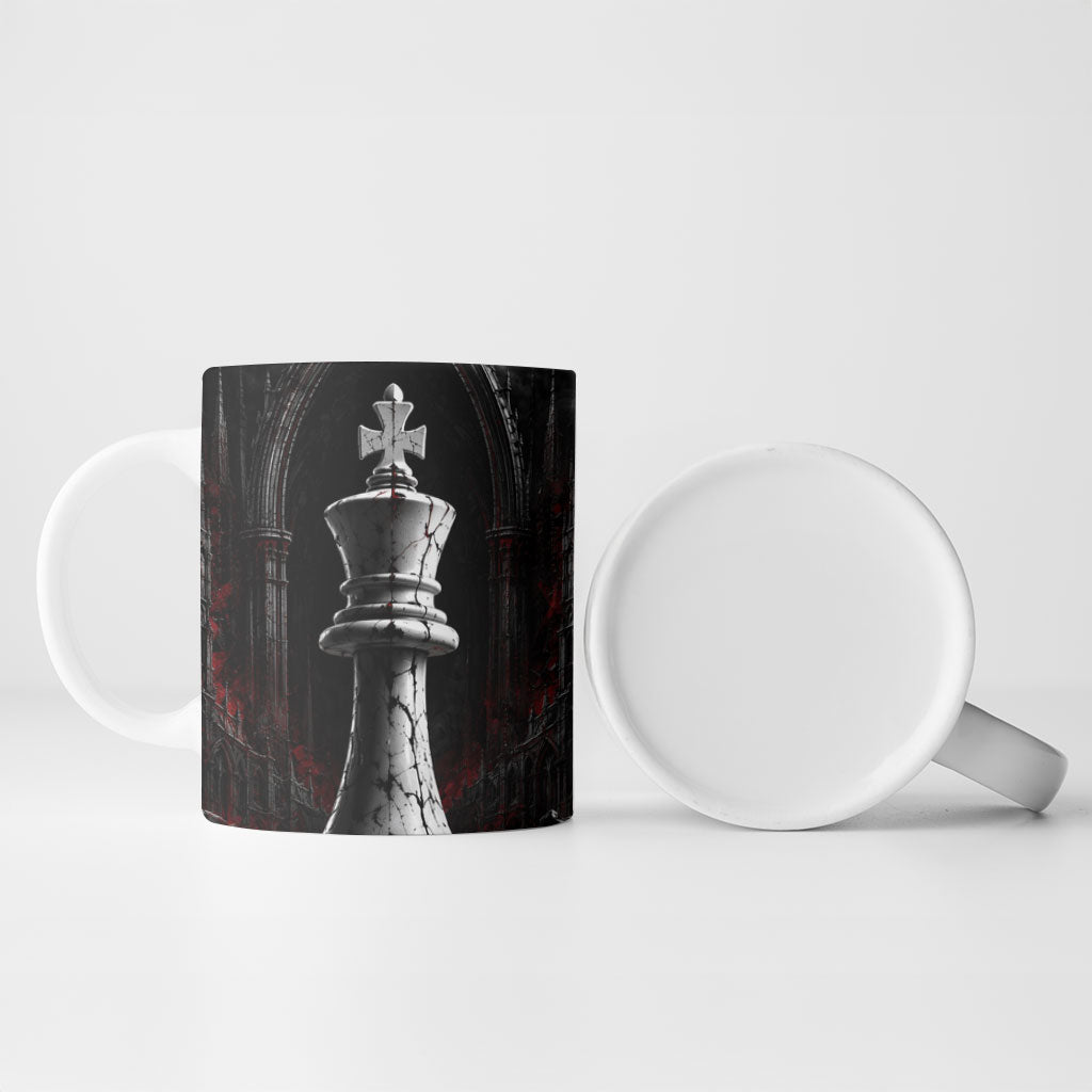 King Chess Piece Ceramic Mug Dark Gothic Fantasy Board Game Art