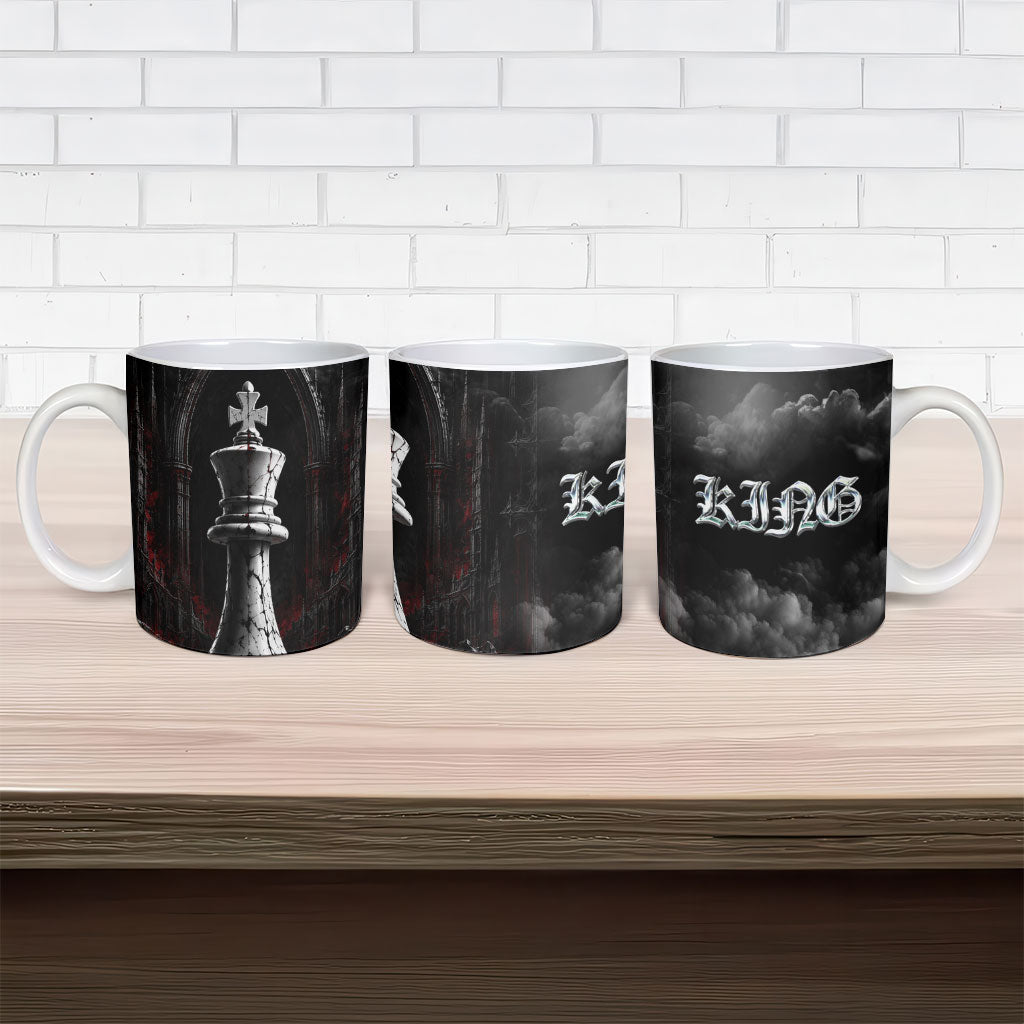 King Chess Piece Ceramic Mug Dark Gothic Fantasy Board Game Art