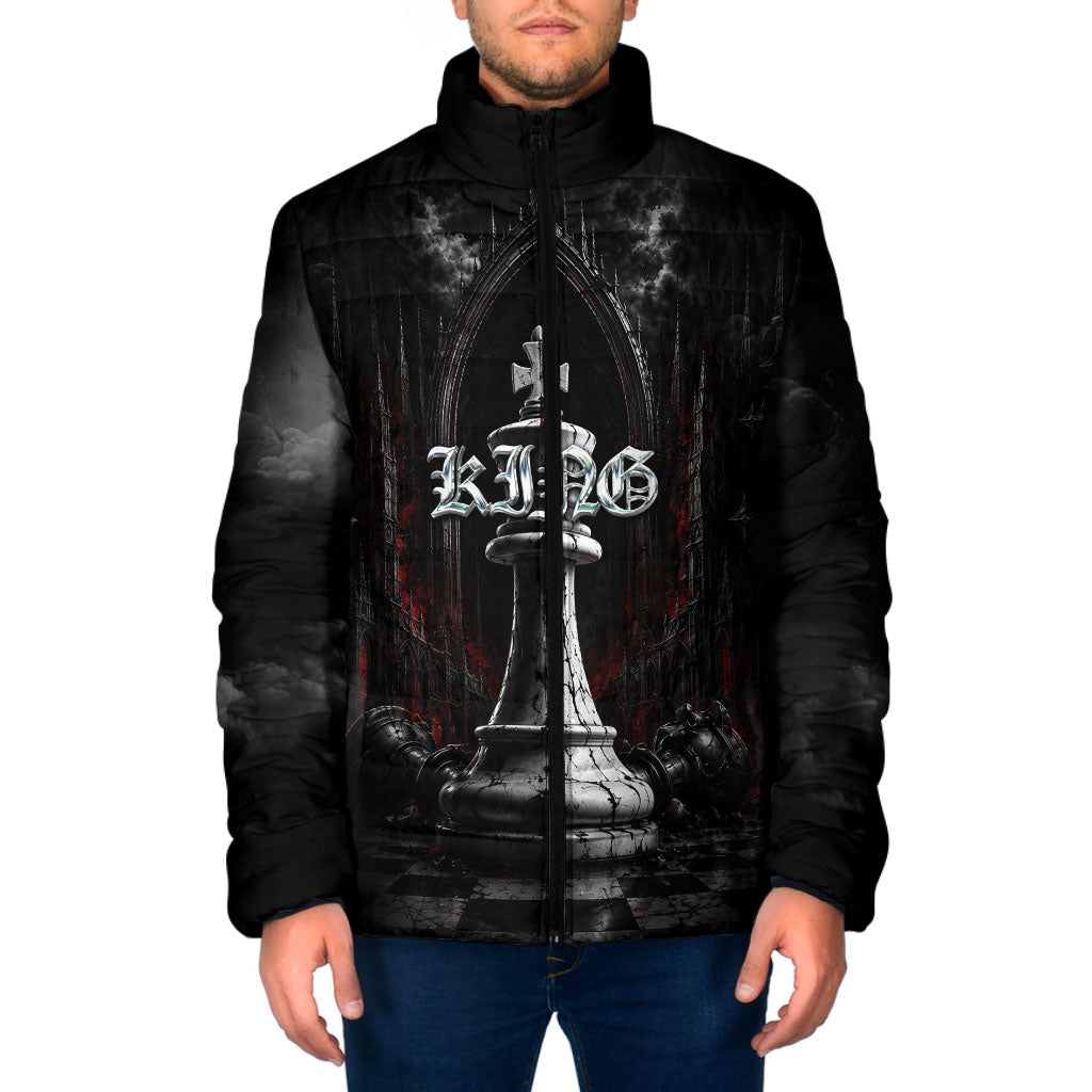 King Chess Piece Padded Jacket Dark Gothic Fantasy Board Game Art