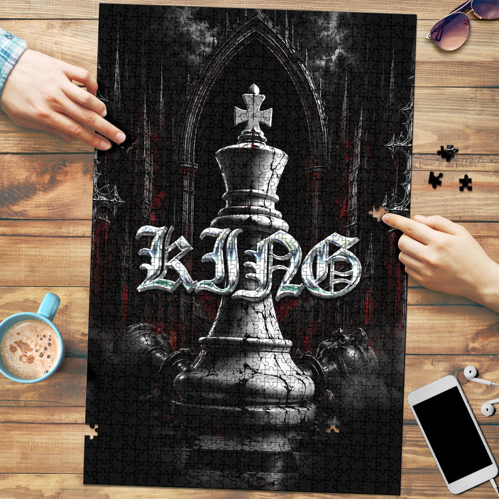 King Chess Piece Puzzle Dark Gothic Fantasy Board Game Art