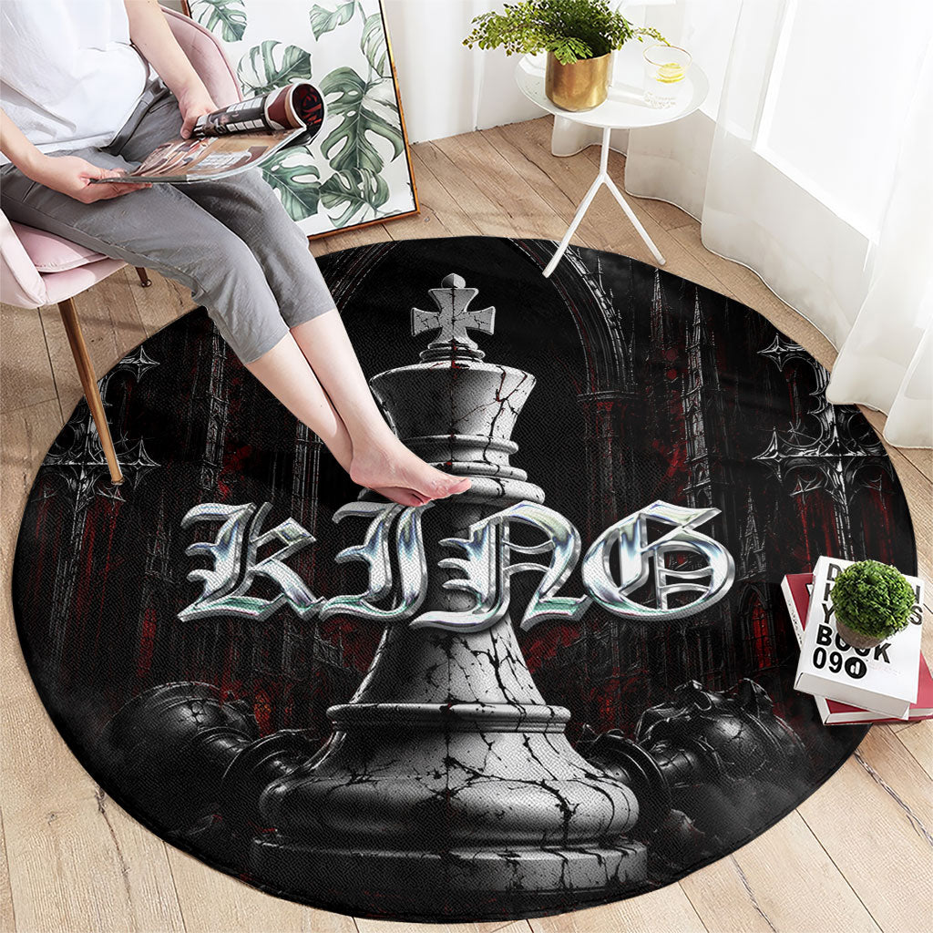 King Chess Piece Round Carpet Dark Gothic Fantasy Board Game Art