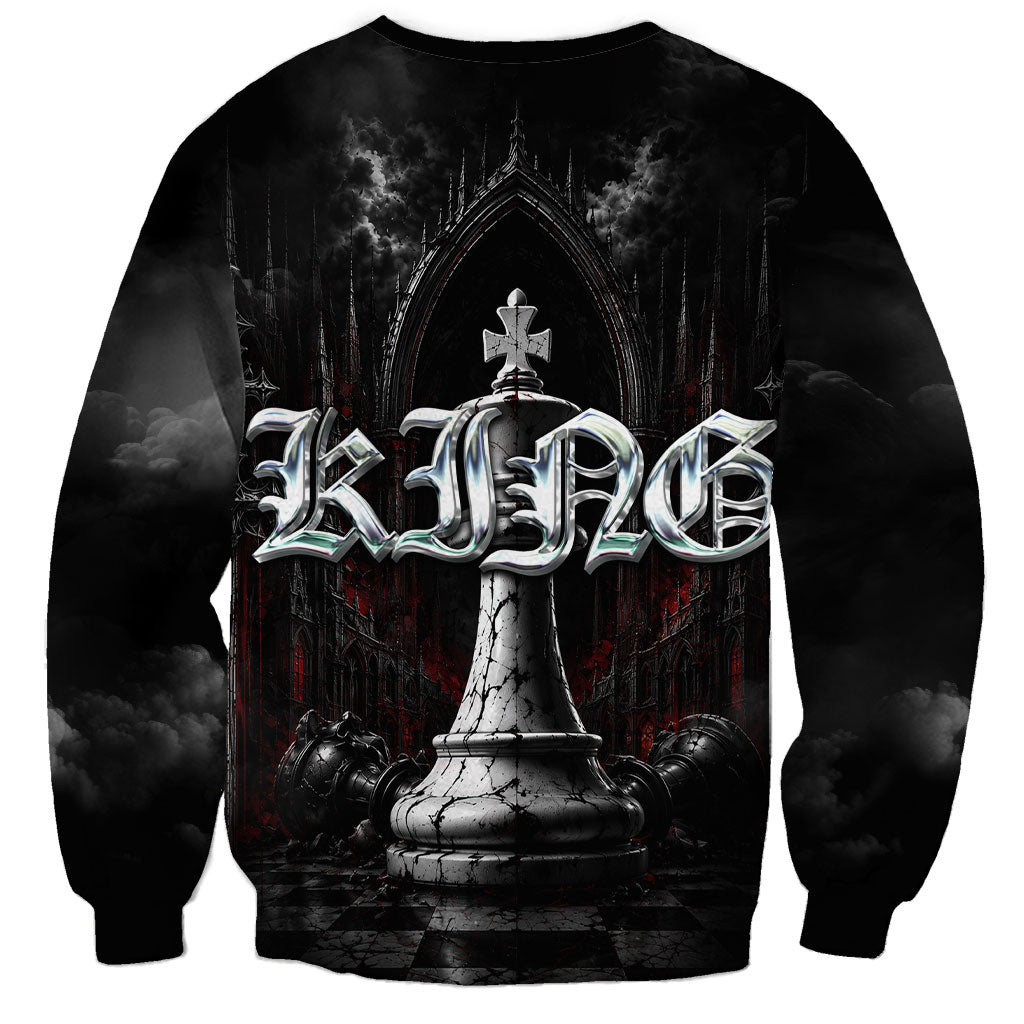 King Chess Piece Sweatshirt Dark Gothic Fantasy Board Game Art