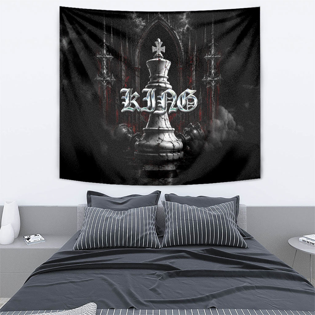 King Chess Piece Tapestry Dark Gothic Fantasy Board Game Art