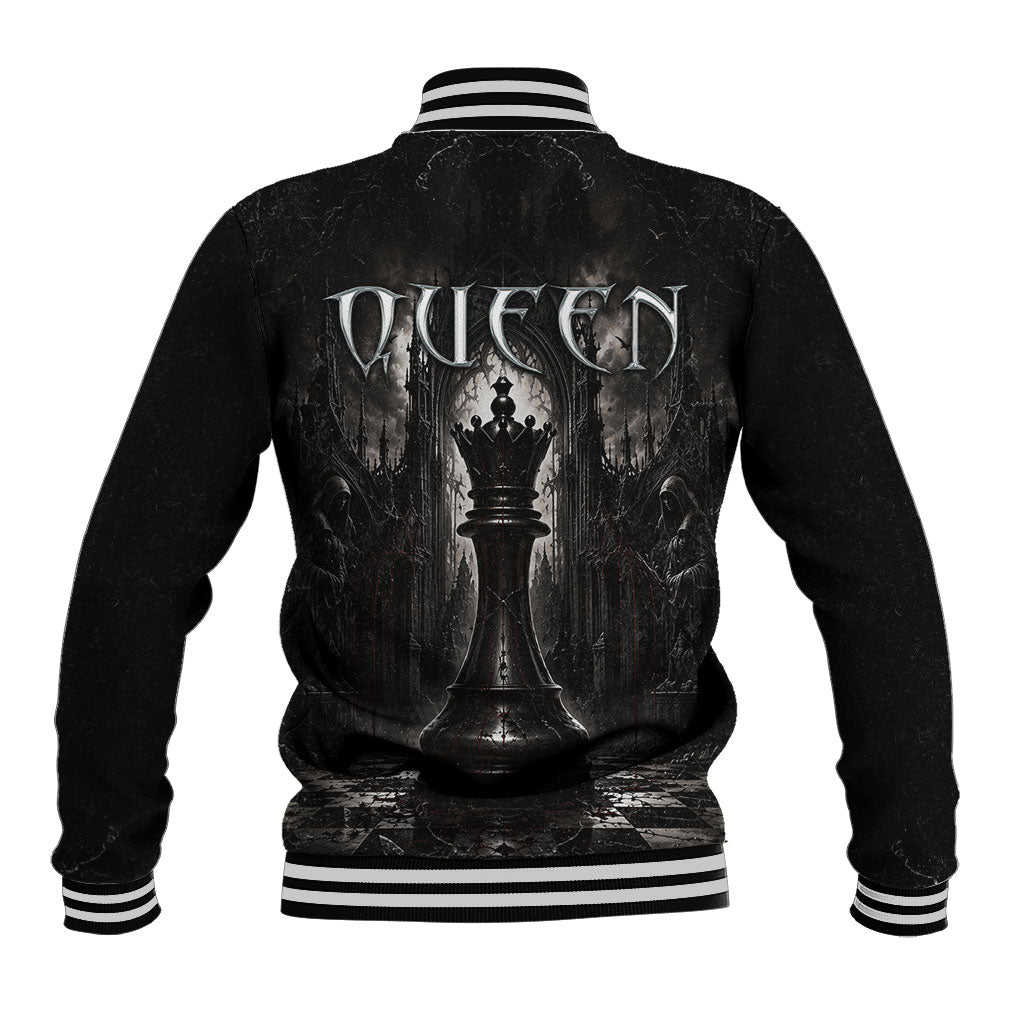 Chess Queen Baseball Jacket Strategic Board Game Gothic Dark Fantasy