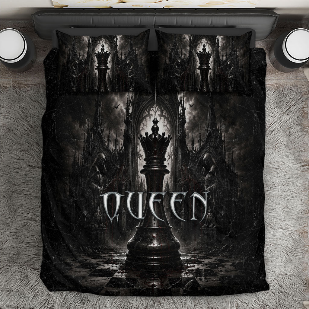 Chess Queen Bedding Set Strategic Board Game Gothic Dark Fantasy