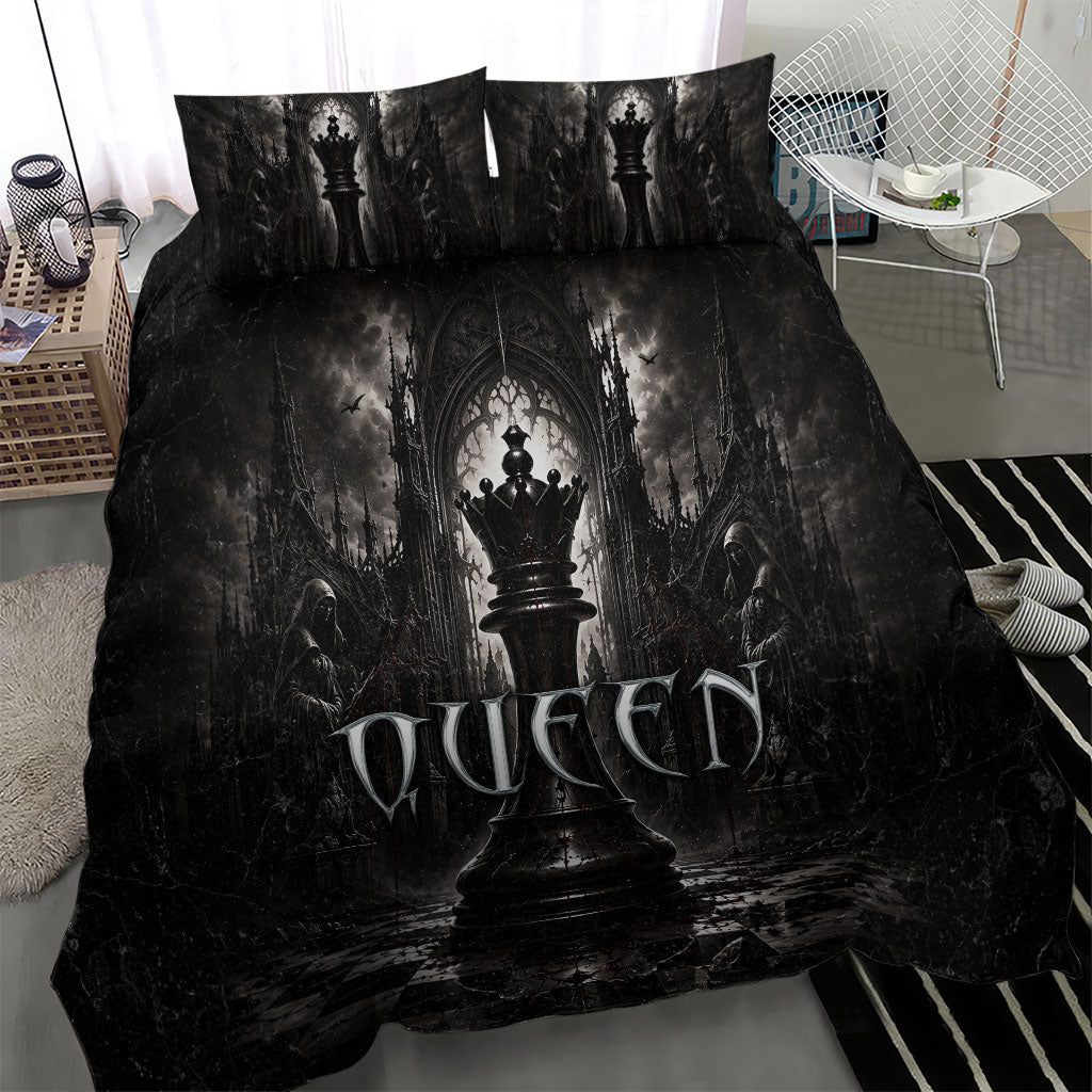 Chess Queen Bedding Set Strategic Board Game Gothic Dark Fantasy