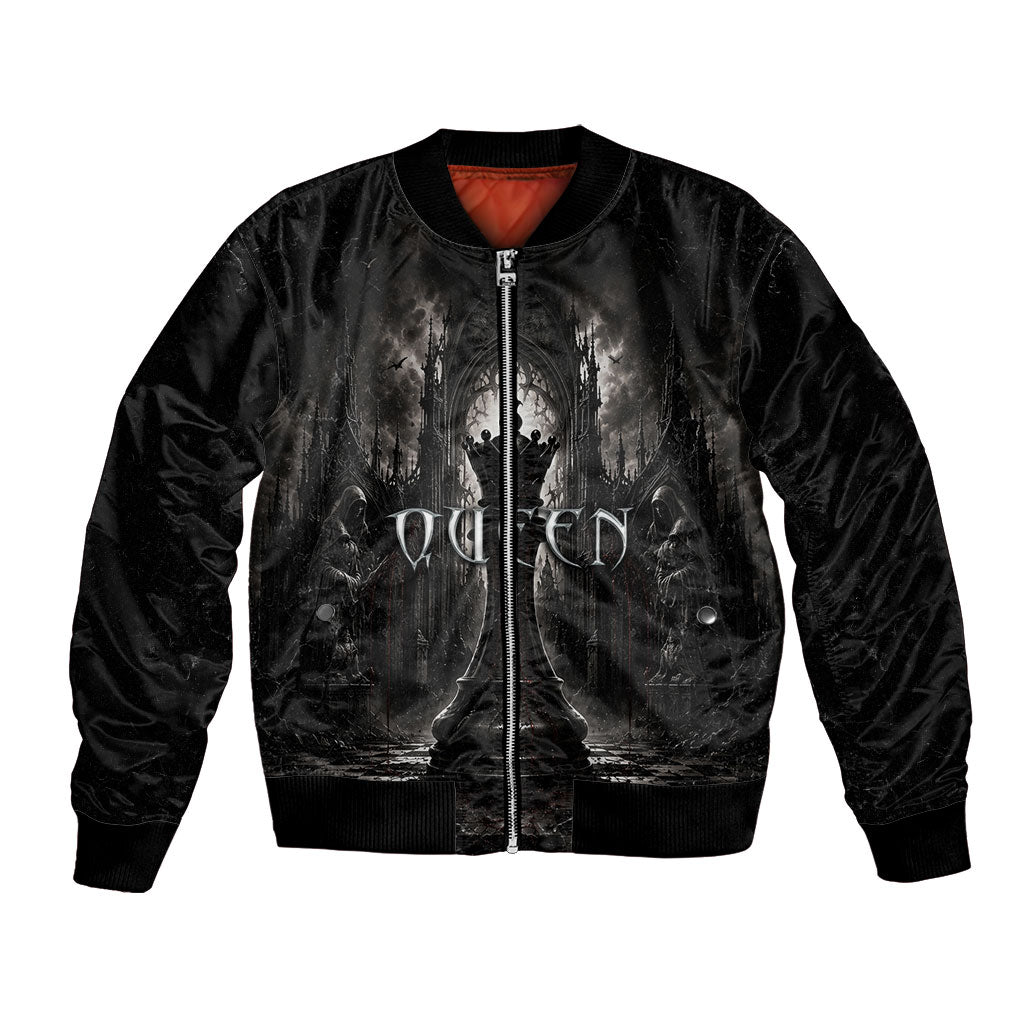 Chess Queen Bomber Jacket Strategic Board Game Gothic Dark Fantasy