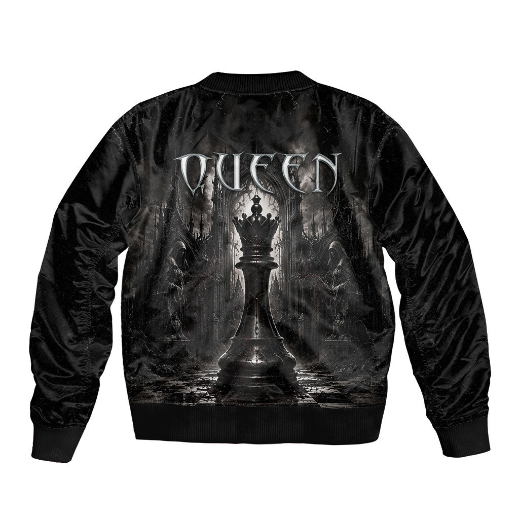 Chess Queen Bomber Jacket Strategic Board Game Gothic Dark Fantasy