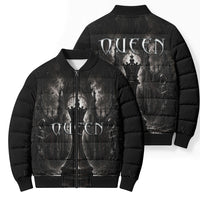 Chess Queen Bomber Puffer Jacket Strategic Board Game Gothic Dark Fantasy