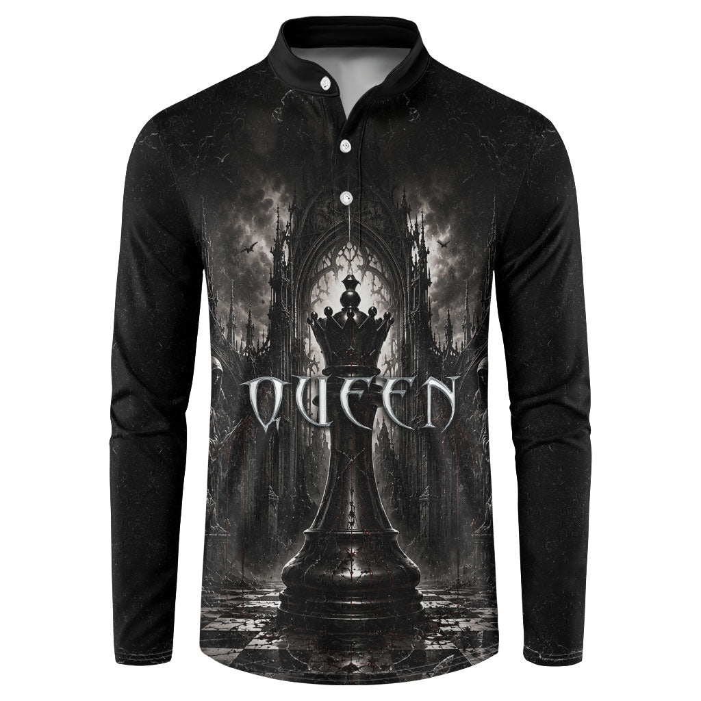 Chess Queen Button Sweatshirt Strategic Board Game Gothic Dark Fantasy