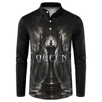 Chess Queen Button Sweatshirt Strategic Board Game Gothic Dark Fantasy