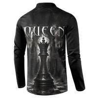 Chess Queen Button Sweatshirt Strategic Board Game Gothic Dark Fantasy