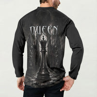 Chess Queen Button Sweatshirt Strategic Board Game Gothic Dark Fantasy