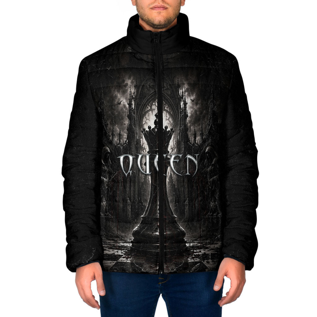Chess Queen Padded Jacket Strategic Board Game Gothic Dark Fantasy