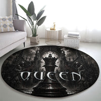 Chess Queen Round Carpet Strategic Board Game Gothic Dark Fantasy