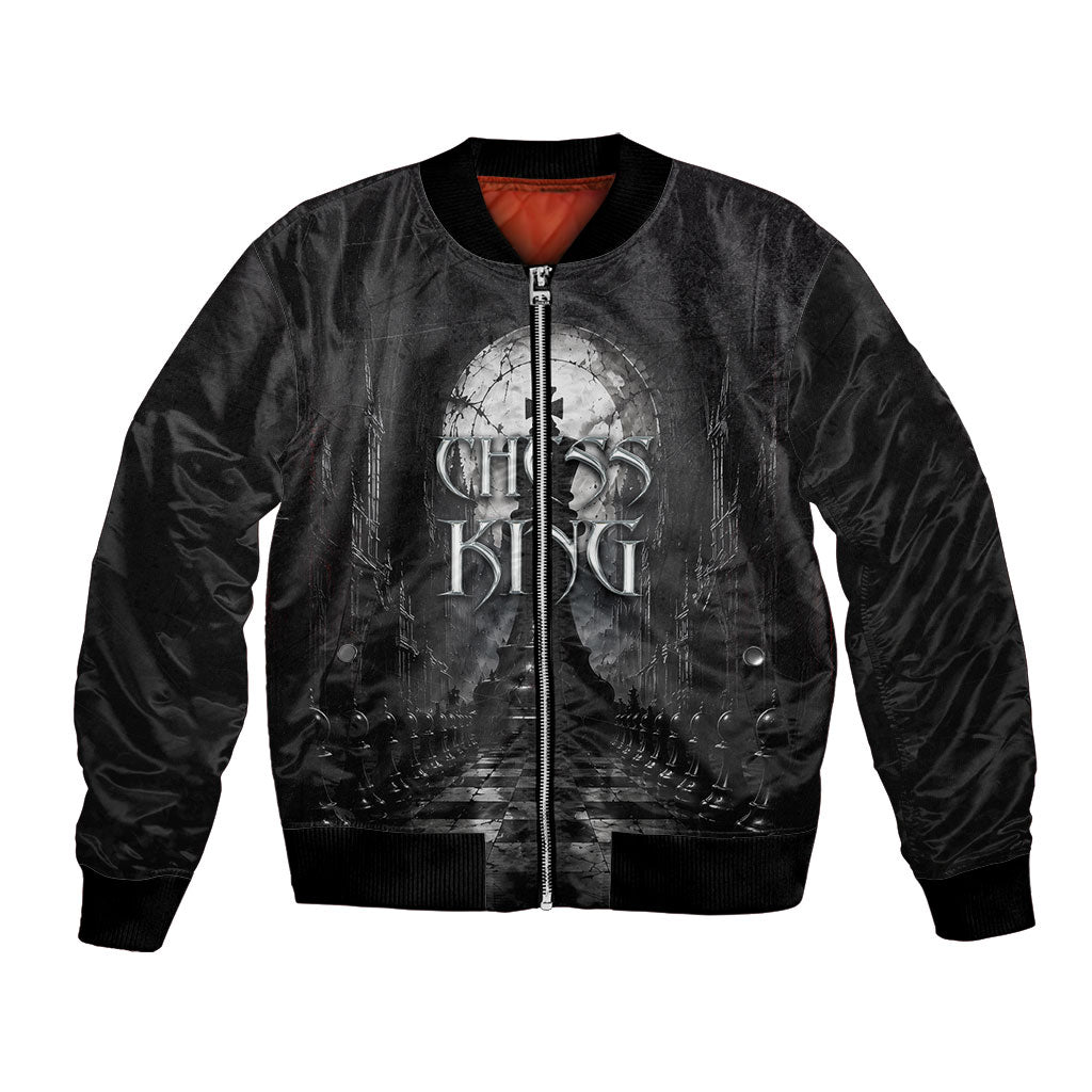Chess King Bomber Jacket Strategic Board Game Gothic Dark Fantasy
