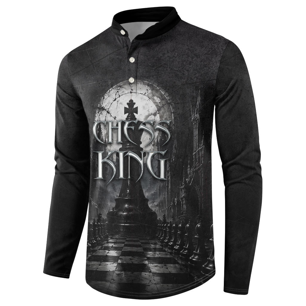 Chess King Button Sweatshirt Strategic Board Game Gothic Dark Fantasy
