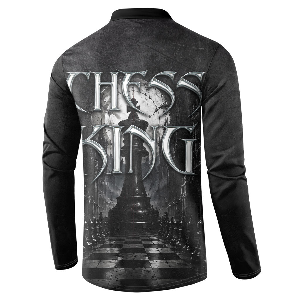 Chess King Button Sweatshirt Strategic Board Game Gothic Dark Fantasy