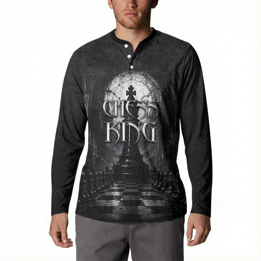 Chess King Button Sweatshirt Strategic Board Game Gothic Dark Fantasy