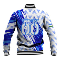 Personalized Uzbekistan Soccer Baseball Jacket Wolf Mascot Chevron Zigzag Pattern