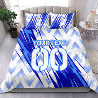 Personalized Uzbekistan Soccer Bedding Set Wolf Mascot Chevron Zigzag Pattern