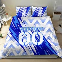Personalized Uzbekistan Soccer Bedding Set Wolf Mascot Chevron Zigzag Pattern