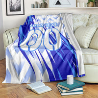 Personalized Uzbekistan Soccer Blanket Wolf Mascot Chevron Zigzag Pattern