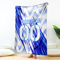 Personalized Uzbekistan Soccer Blanket Wolf Mascot Chevron Zigzag Pattern