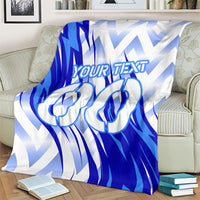 Personalized Uzbekistan Soccer Blanket Wolf Mascot Chevron Zigzag Pattern