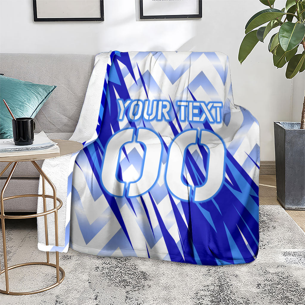 Personalized Uzbekistan Soccer Blanket Wolf Mascot Chevron Zigzag Pattern