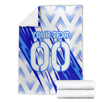 Personalized Uzbekistan Soccer Blanket Wolf Mascot Chevron Zigzag Pattern