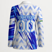 Personalized Uzbekistan Soccer Blazer Wolf Mascot Chevron Zigzag Pattern