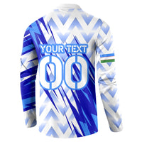 Personalized Uzbekistan Soccer Button Sweatshirt Wolf Mascot Chevron Zigzag Pattern