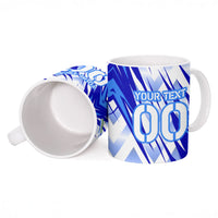 Personalized Uzbekistan Soccer Ceramic Mug Wolf Mascot Chevron Zigzag Pattern