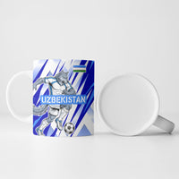 Personalized Uzbekistan Soccer Ceramic Mug Wolf Mascot Chevron Zigzag Pattern