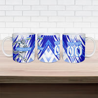Personalized Uzbekistan Soccer Ceramic Mug Wolf Mascot Chevron Zigzag Pattern