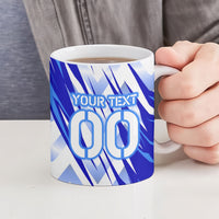 Personalized Uzbekistan Soccer Ceramic Mug Wolf Mascot Chevron Zigzag Pattern