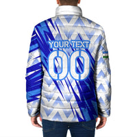 Personalized Uzbekistan Soccer Padded Jacket Wolf Mascot Chevron Zigzag Pattern