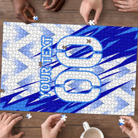 Personalized Uzbekistan Soccer Puzzle Wolf Mascot Chevron Zigzag Pattern