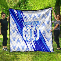 Personalized Uzbekistan Soccer Quilt Wolf Mascot Chevron Zigzag Pattern