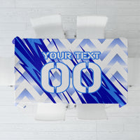 Personalized Uzbekistan Soccer Tablecloth Wolf Mascot Chevron Zigzag Pattern