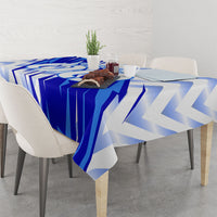 Personalized Uzbekistan Soccer Tablecloth Wolf Mascot Chevron Zigzag Pattern