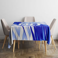 Personalized Uzbekistan Soccer Tablecloth Wolf Mascot Chevron Zigzag Pattern
