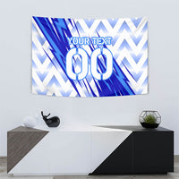 Personalized Uzbekistan Soccer Tapestry Wolf Mascot Chevron Zigzag Pattern