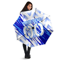 Personalized Uzbekistan Soccer Umbrella Wolf Mascot Chevron Zigzag Pattern