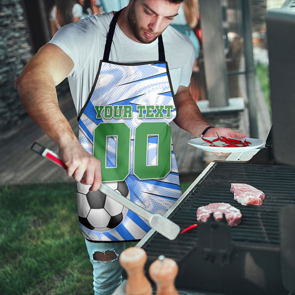 Personalized Uzbekistan Soccer Apron White Wolves Football Halftone Pattern